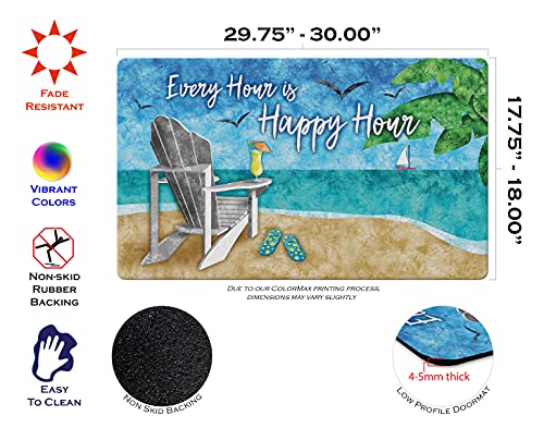 Toland Home Garden Happy Hour Beach 18 x 30 Inch Decorative Tropical Floor Mat Cocktail Doormat - 800401