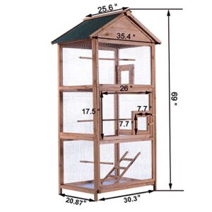 MCombo 70 inch Outdoor Aviary Bird Cage Wooden Vertical Play House Pet Parrot Cages with Stand 6011-0011L