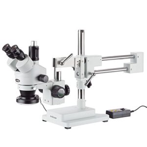 AmScope 3.5X-180X Trinocular Stereo Microscope with 4-Zone 144-LED Ring Light and 10MP USB3 Camera