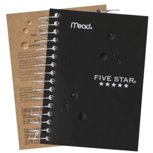 Five Star Spiral Notebooks, Fat Lil' Pocket Notebook, 6 Pack, College Ruled Paper, Fights Ink Bleed, Water Resistant Cover, 3-1/2" x 5-1/2", Small, 200 Sheets, Assorted Colors (38027)