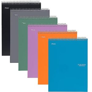 Five Star Top Bound Notebooks, 6 Pack, 1-Subject, College Ruled Paper, Fights Ink Bleed, Water Resistant Cover, 11" x 8-1/2", 100 Sheets, Assorted Colors (73525)