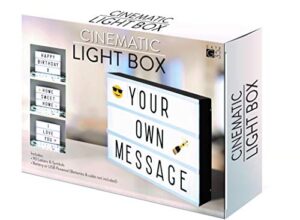 a4 cinematic light box sign - 105 letters and colour emojis - usb or battery operated - usb cable included - vintage cinema led sign