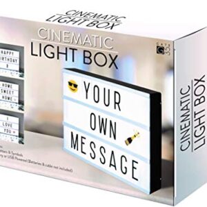 A4 Cinematic Light Box Sign - 105 Letters and Colour Emojis - USB or Battery Operated - USB Cable Included - Vintage Cinema LED Sign