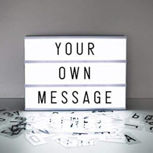 A4 Cinematic Light Box Sign - 105 Letters and Colour Emojis - USB or Battery Operated - USB Cable Included - Vintage Cinema LED Sign