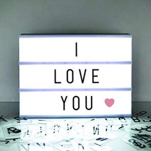 A4 Cinematic Light Box Sign - 105 Letters and Colour Emojis - USB or Battery Operated - USB Cable Included - Vintage Cinema LED Sign