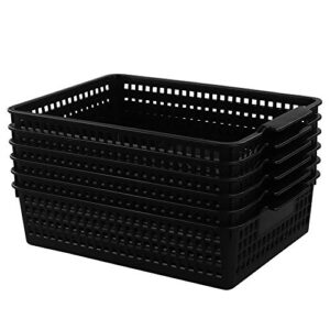 begale 6-pack desktop storage basket for office supplies, file, letter and document organizer, black