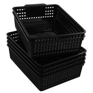 Begale 6-Pack Desktop Storage Basket for Office Supplies, File, Letter and Document Organizer, Black