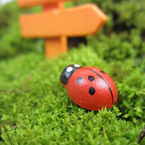 Mini Ladybugs, 100PCS Self-Adhesive Ladybugs Wooden Ladybug Shaped Stickers