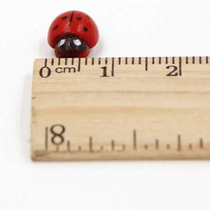 Mini Ladybugs, 100PCS Self-Adhesive Ladybugs Wooden Ladybug Shaped Stickers