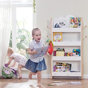 labebe - Baby Bookshelf, Wooden Kidcraft Bookcase White for Kids 1-5 Years, Children Book Rack/Toy Storage, 4 Layer Book Shelf for Toddler Girl & Boy(6" W*23.22L*47.24H)