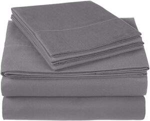 amazon brand – pinzon 300 thread count ultra soft cotton bed sheet set, queen, graphite grey