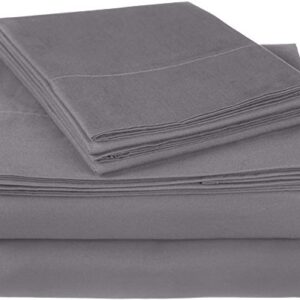 Amazon Brand – Pinzon 300 Thread Count Ultra Soft Cotton Bed Sheet Set, Queen, Graphite Grey