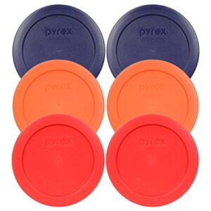 pyrex 7200-pc 2 cup (2) blue 1113764 & (2) orange 1113762 & (2) red 1113763 lid (6-pack)