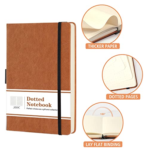 Lemome Dotted Bullet Grid Journal - A5 Hardcover Dot Grid Notebook with Pen Loop - Premium Thick Paper - Page Dividers Gifts