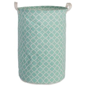 dii laundy collection, pe coated collapsible bin, aqua lattice, laundry hamper