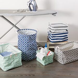 DII Laundy Collection, PE Coated Collapsible Bin, Aqua Lattice, Laundry Hamper