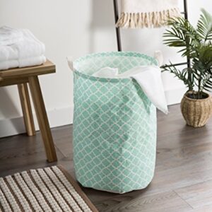 DII Laundy Collection, PE Coated Collapsible Bin, Aqua Lattice, Laundry Hamper