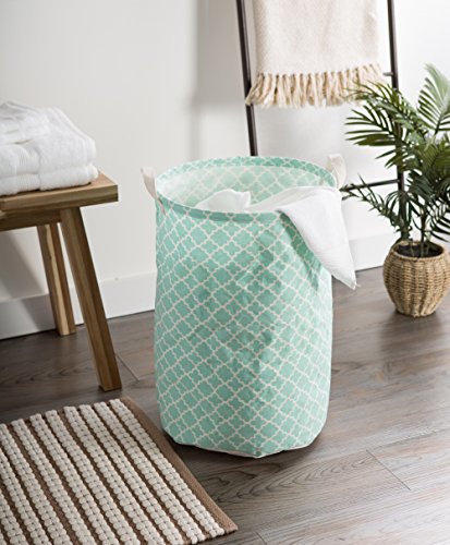 DII Laundy Collection, PE Coated Collapsible Bin, Aqua Lattice, Laundry Hamper