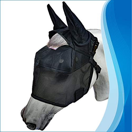 EquiVizor 95% UV Eye Protection (Size Mini) Horse Fly Mask with Ears. Uveitis, Corneal Ulcer, Cataract, Light Sensitive, Cancer. Designed to Stay On Your Horse, Off The Ground!