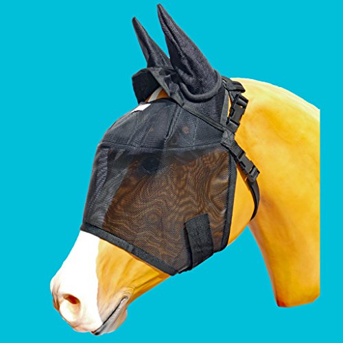 EquiVizor 95% UV Eye Protection (Size Mini) Horse Fly Mask with Ears. Uveitis, Corneal Ulcer, Cataract, Light Sensitive, Cancer. Designed to Stay On Your Horse, Off The Ground!