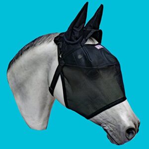 EquiVizor 95% UV Eye Protection (Size Mini) Horse Fly Mask with Ears. Uveitis, Corneal Ulcer, Cataract, Light Sensitive, Cancer. Designed to Stay On Your Horse, Off The Ground!