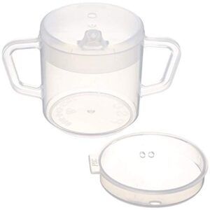 sammons preston independence two-handled cup, for hot or cold beverages, translucent polypropylene with two lids, bpa free mug, 8 ounces