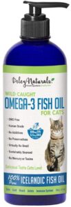 deley naturals wild caught fish oil for cats - 16oz - omega 3-6-9, gmo free - reduces shedding, supports skin, coat, joints, heart, brain, immune system - highest epa & dha potency – pure fish oil