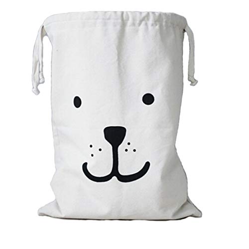 Mikayoo Canvas Laundry Bag with Drawstring 100% Made by Cotton Sorting Storage Bag Reusable and Recycling Bag Household Organizer 19" x 27"(Set of 1)