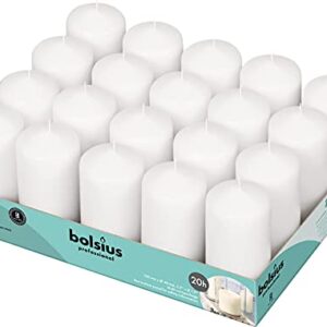 BOLSIUS Set of 20 White Pillar Candles - 2x4 inch Unscented Candle Set - Dripless Clean Burning Smokeless Dinner Candle - Perfect for Wedding Candles, Parties and Special Occasions