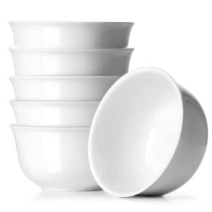 dowan 20 oz ceramic soup bowls & cereal bowls - white bowls set of 6 for kitchen - bowls for cereal, soup, oatmeal, rice, pasta, salad - dishwasher & microwave safe