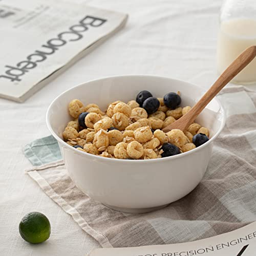 DOWAN 20 OZ Ceramic Soup Bowls & Cereal Bowls - White Bowls Set of 6 for Kitchen - Bowls for Cereal, Soup, Oatmeal, Rice, Pasta, Salad - Dishwasher & Microwave Safe