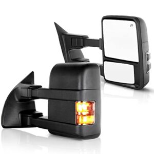 eccpp tow mirrors fit for 2008-2016 for ford for f250 for f350 for f450 for f550 super duty towing mirrors with black power control heated turn signal light driver & passenger side pair mirrors