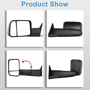 ECCPP Tow Mirrors 1998 1999 2000 2001 for Dodge for Ram 1500 2500 3500 Towing Mirrors with Power Control Heated Mirrors Driver and Passenger Side Pair Black Textured