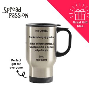 Dear Grandpa Travel Mug, Grandpa Coffee Travel Mug, Grandpa Tumbler, Grandpa Gift, Gift for grandpa from Grandkids, Grandpa Birthday Gift Idea, Punch grandpa Mug, Grandpa father's day Gifts