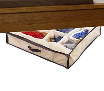 Shonpy underbed shoe cloths Organizer 6 Cells Underbed Foldable Closet Organizers,Beige