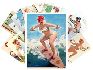 pixiluv pinup postcard pack 24pcs chubby sexy girl redhead hilda vintage illustrations