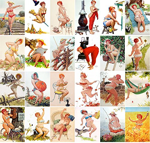 Vintage PostCards 24 pcs Hilda Chubby Sexy Redhead Pinup Girl Vintage Illustration