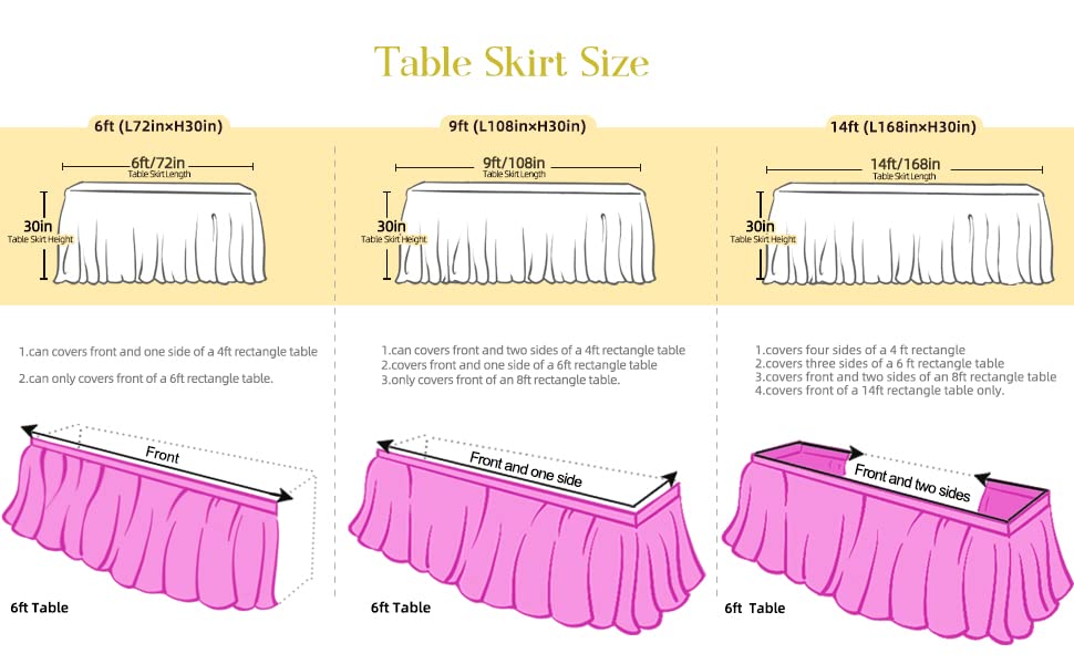 6ft Pink Tulle Table Skirt Baby Shower Tablecloth for Rectangle Tables or Round Tables Pink Ruffle Tutu Table Skirts for Princess Girls Butterfly Elephant Birthday Party Unicorn Table Decorations