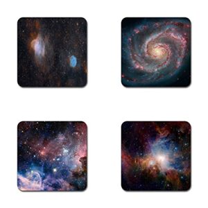 starry deep outer space nebula and galaxy pattern square coaster set - made of recycled rubber - set of 4 …
