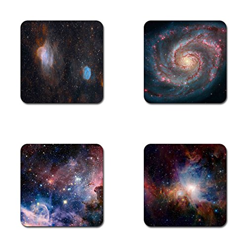 Starry deep Outer Space Nebula and Galaxy Pattern Square Coaster Set - Made of Recycled Rubber - Set of 4 …