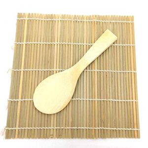 japanbargain 3664, sushi making kit bamboo roller rolling mat and rice paddle scoop set