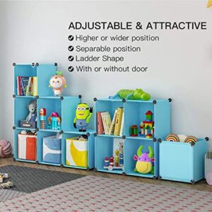 JYYG Kids Dresser Kid Clothes Storage Organizer Baby Dresser Kid Closet Baby Clothes Storage Cabinet for Kids Room Baby Wardrobe Toddler Closet Childrens Dresser (Blue, 8 Cubes 2 Hanging Sections)