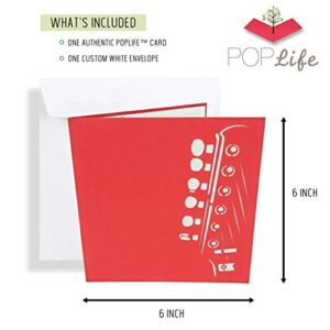 PopLife Guitar 3D Pop Up Card - Musician Birthday Card, Retirement Party, Father's Day, Teacher Gift from Student, Rock Band, Music School Graduation, Electric Bass Player, Concert, Recital