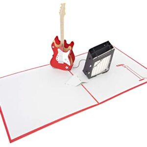 PopLife Guitar 3D Pop Up Card - Musician Birthday Card, Retirement Party, Father's Day, Teacher Gift from Student, Rock Band, Music School Graduation, Electric Bass Player, Concert, Recital