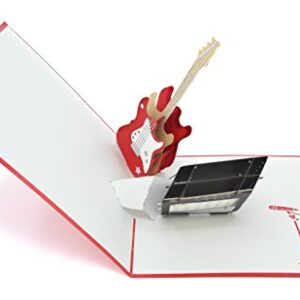 PopLife Guitar 3D Pop Up Card - Musician Birthday Card, Retirement Party, Father's Day, Teacher Gift from Student, Rock Band, Music School Graduation, Electric Bass Player, Concert, Recital