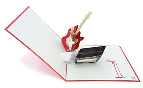 PopLife Guitar 3D Pop Up Card - Musician Birthday Card, Retirement Party, Father's Day, Teacher Gift from Student, Rock Band, Music School Graduation, Electric Bass Player, Concert, Recital