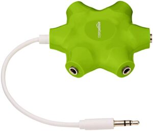 amazon basics 5-way multi headphone audio splitter connector, lime green