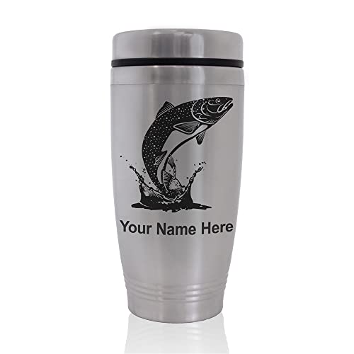 SkunkWerkz Commuter Travel Mug, Trout Fish, Personalized Engraving Included