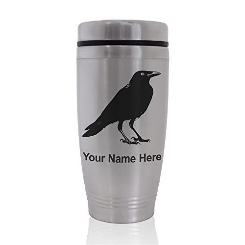 SkunkWerkz Commuter Travel Mug, Crow, Personalized Engraving Included