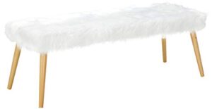 christopher knight home magnus long hair furry ottoman, white